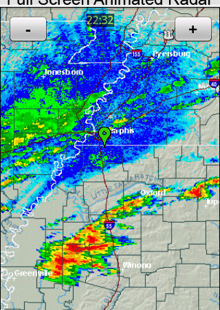 Screenshot from the original version of RadarNow! circa 2009.